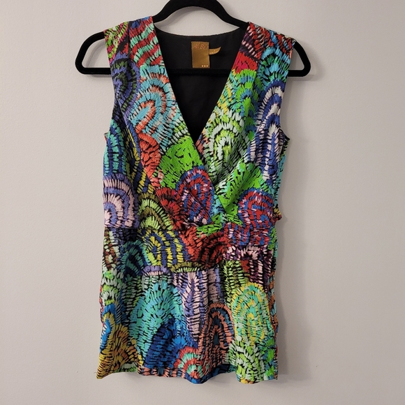 Women's Soft Silk Patterned Textured Tank Top Sz 2 - Picture 2 of 11